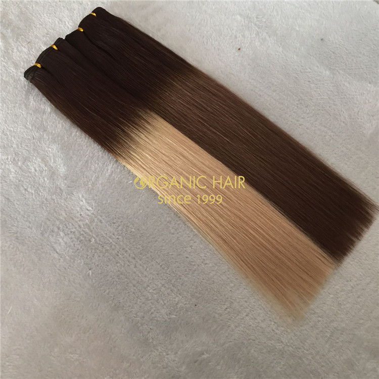 Ombre color human hand tied weft on sale X149